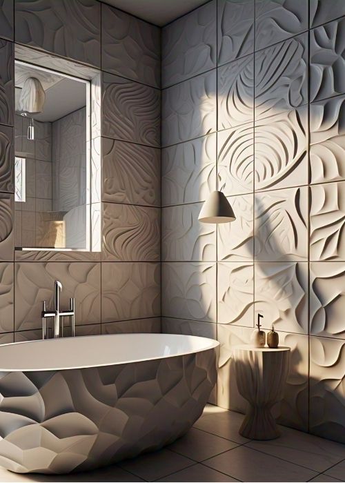 عکس کاشی حمام طرح سه بعدی
